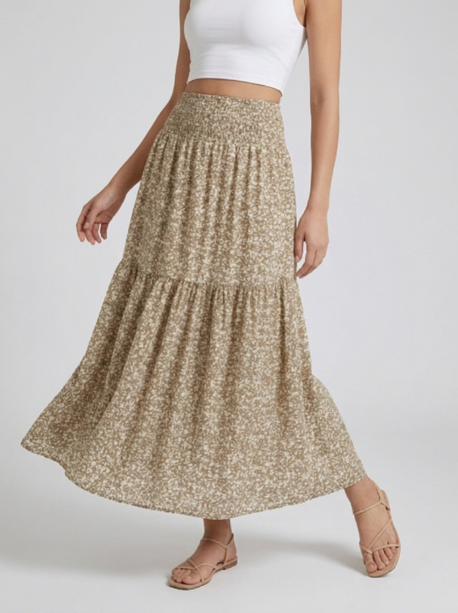 Monta | Blomstret Midi Nederdel Til Dame