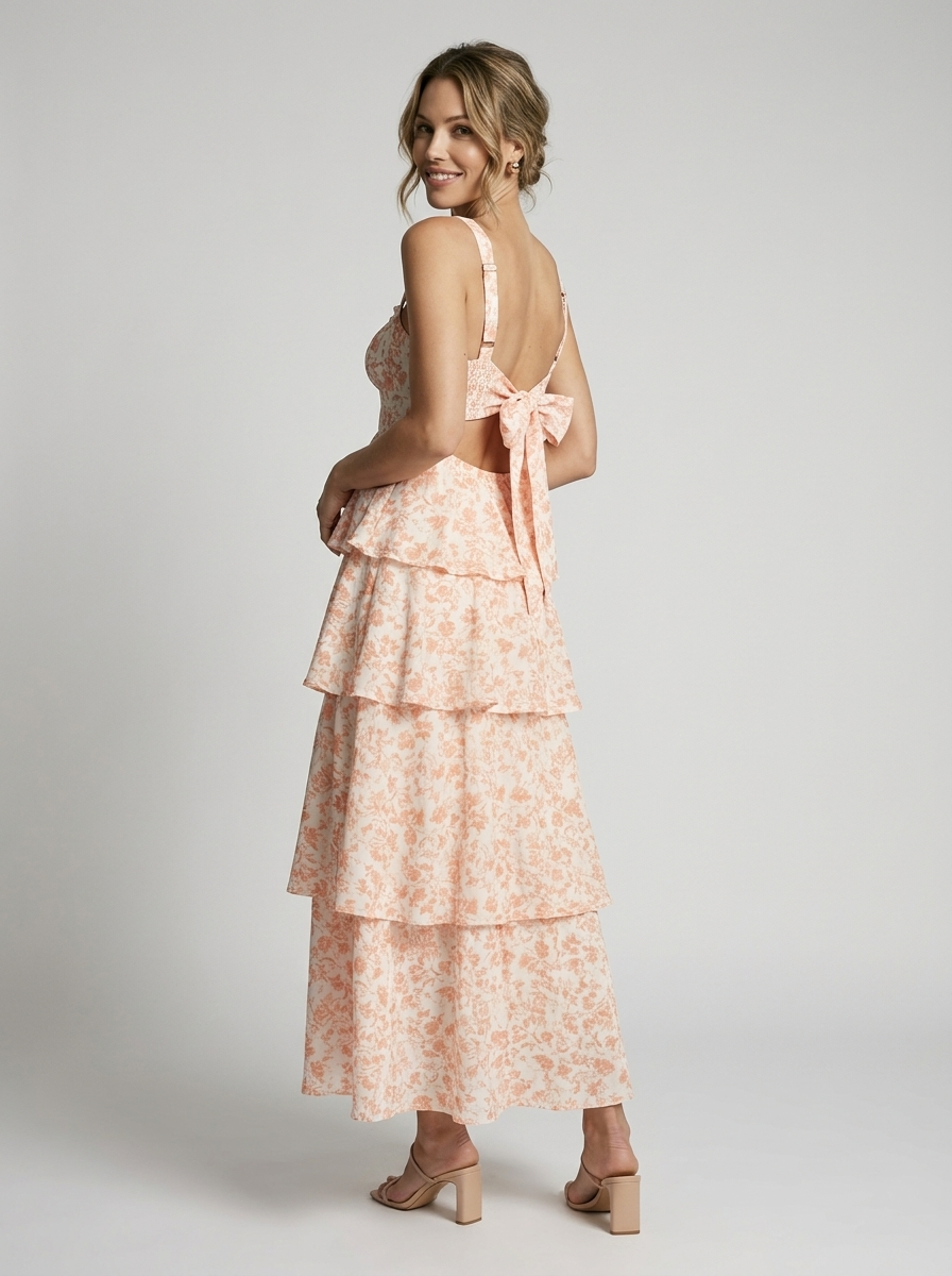 Rosalie | Blomstret Lagdelt Maxi Kjole Til Dame