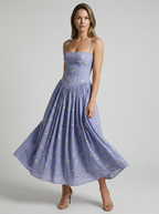 Celeste | Floral Midi Dress with Corset-Inspired Fit
