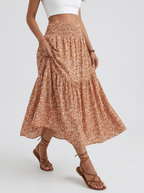 Monta | Blomstret Midi Nederdel Til Dame