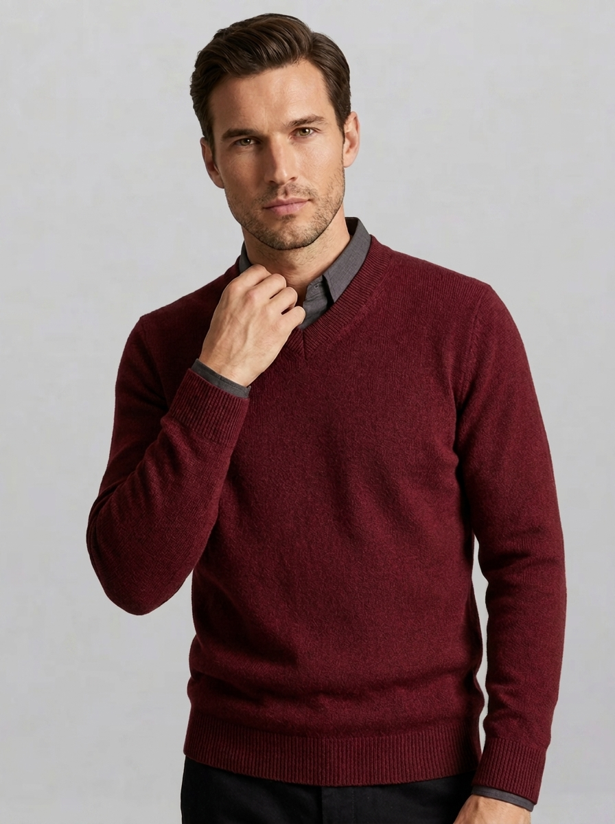 Hugo | Men's V-Neck Sweater in Soft Knit with Ribbed Edges
