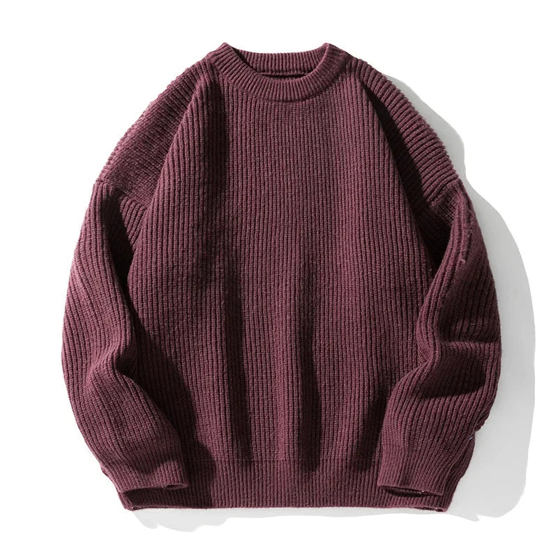 Emil | Herre Ribstrikket Sweater med Rund Hals