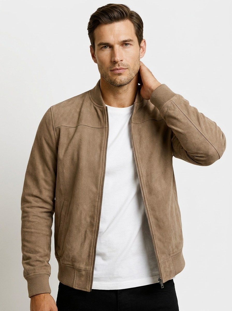 Lorenzo | Faux Suede Bomber Jacket for Men