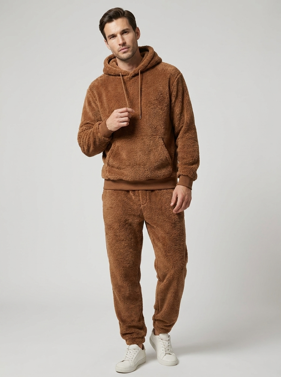 Dario | Fluffy Herresæt med Hoodie og Joggingbukser