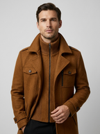 Marcus | Men's Wool Coat with Double Collar and Slim Fit