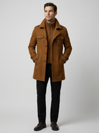 Marcus | Men's Wool Coat with Double Collar and Slim Fit