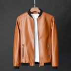 Rafael | Men's leather bomber jacket with ribbed trims