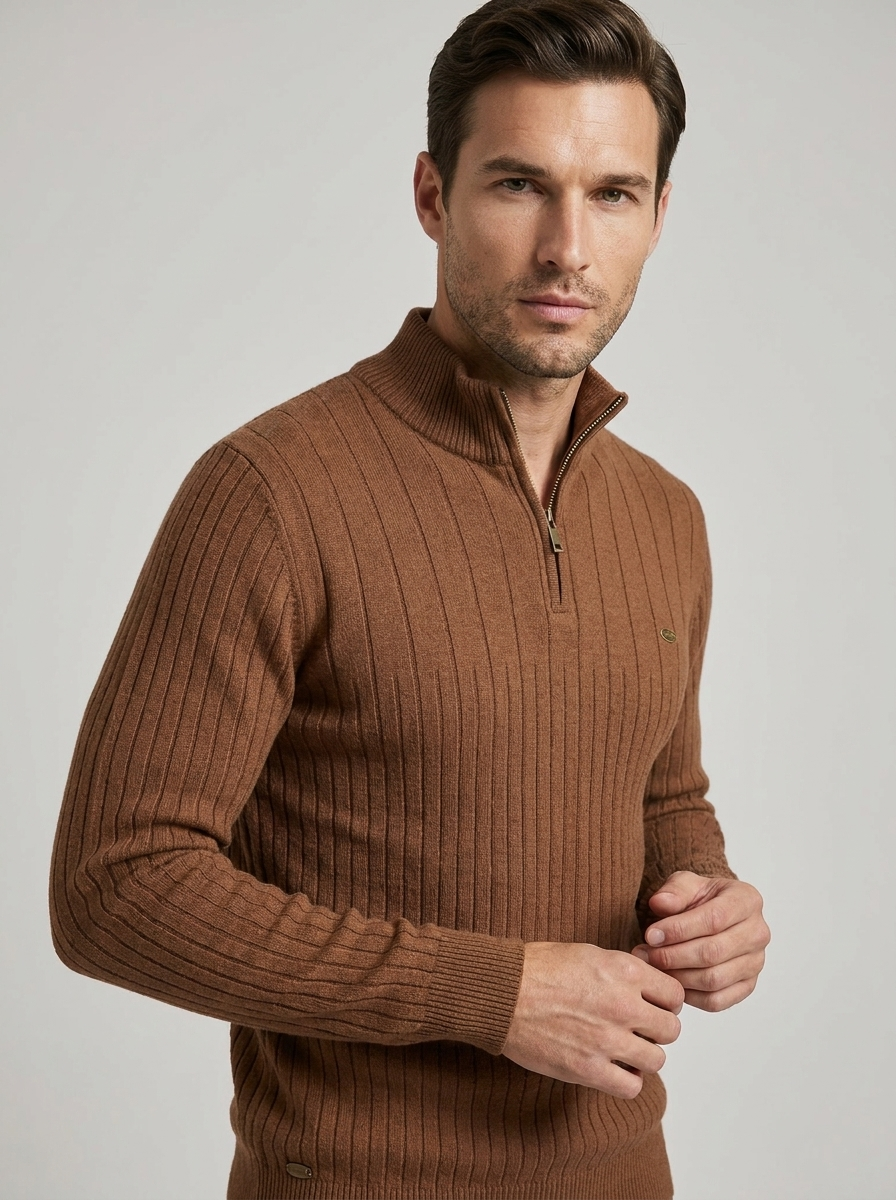 Valentino | Ribstrikket Half Zip Sweater til Herre