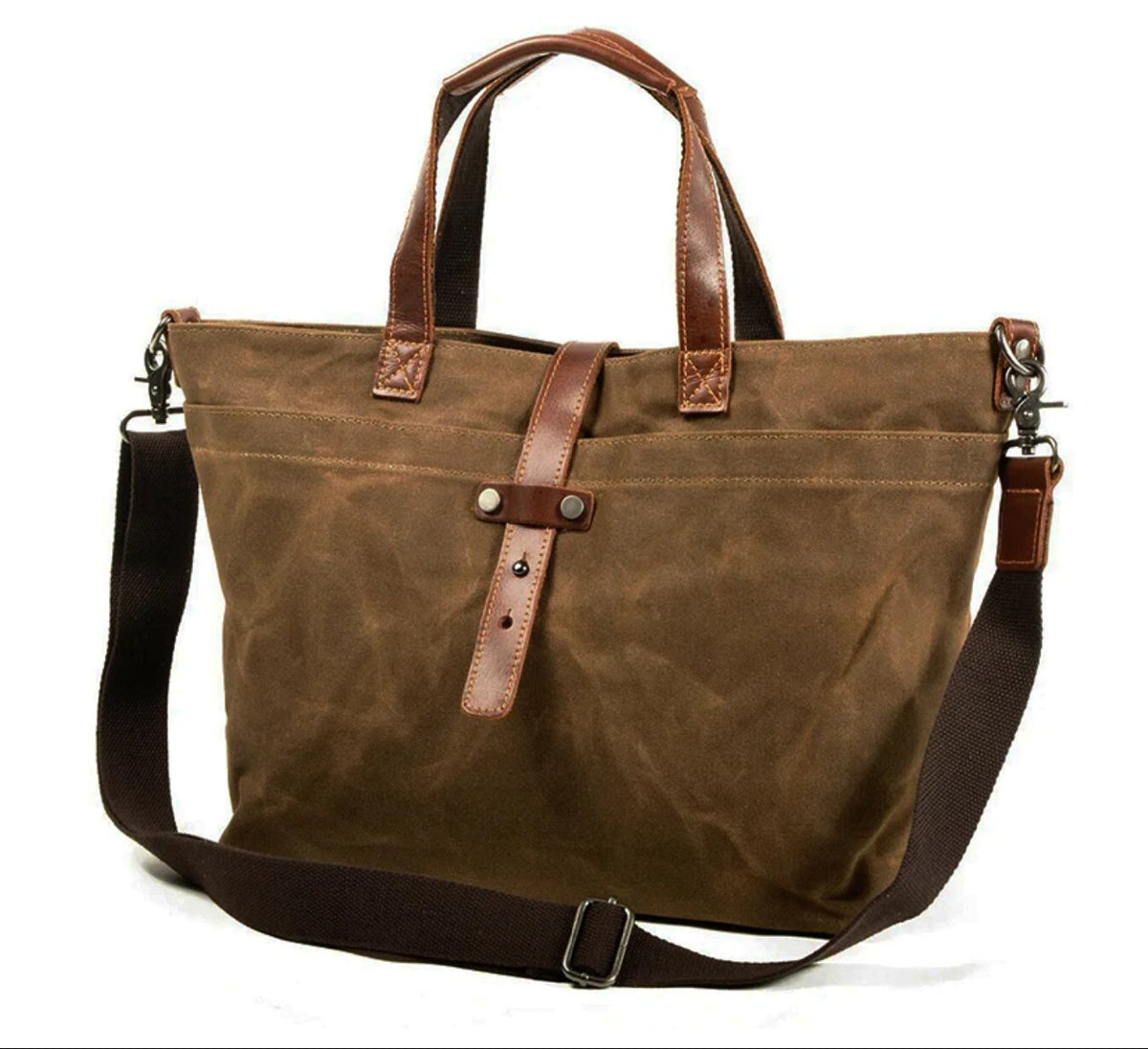 Soren | Herre shopper i vokset canvas med læderhanke