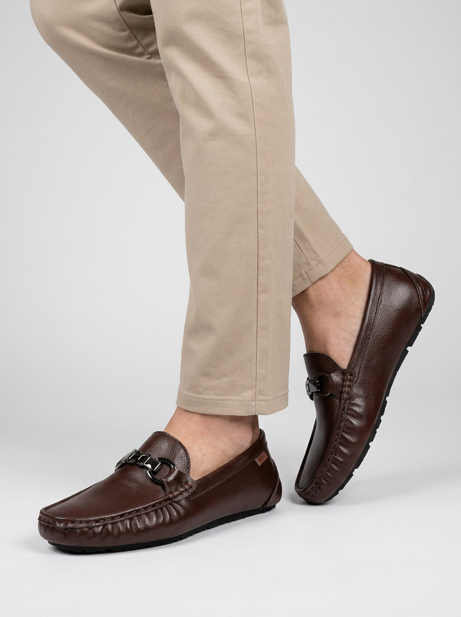 Marco | Men's Loafers in Leather Look with Metal Buckle