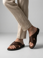 Lawrence | Herresandaler Med Krydsrem I Læderlook