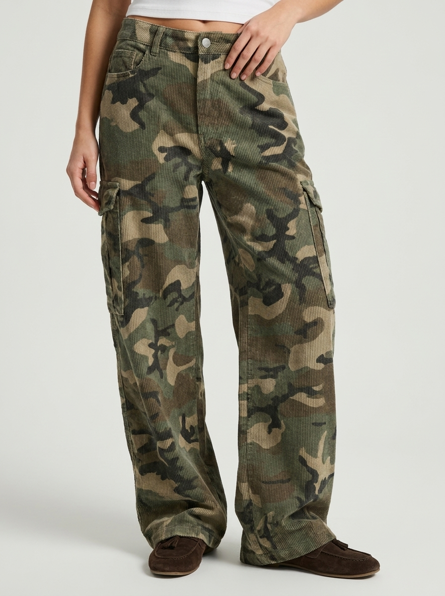 Elvani | Oversized Camouflage Cargo Bukser