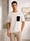 Marzio | Tekstureret T-Shirt Med Brystlomme Og Afslappet Pasform