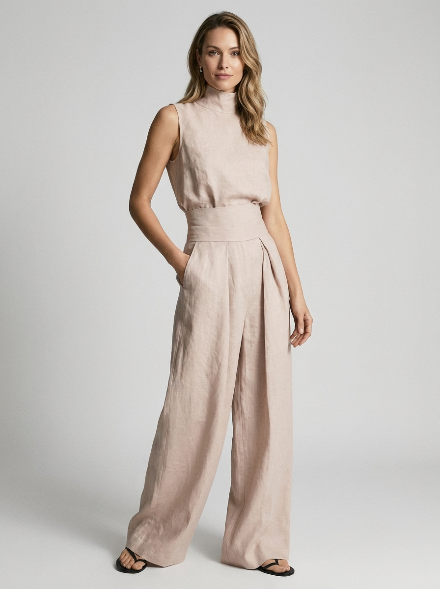 Keltie | Elegant Højtaljet Jumpsuit Med Vide Ben