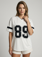 Nova | Varsity T-Shirt Med V-Hals Og Nummerprint