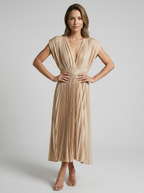 Elira | Abito midi plissettato con scollo a V elegante