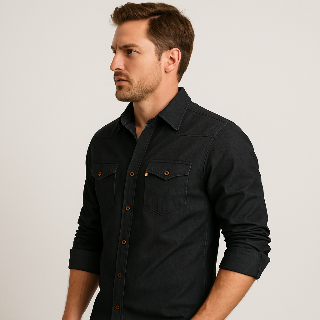Rafael|Camicia di Jeans da Uomo | Slim Fit in Stile Western Nera o Blu