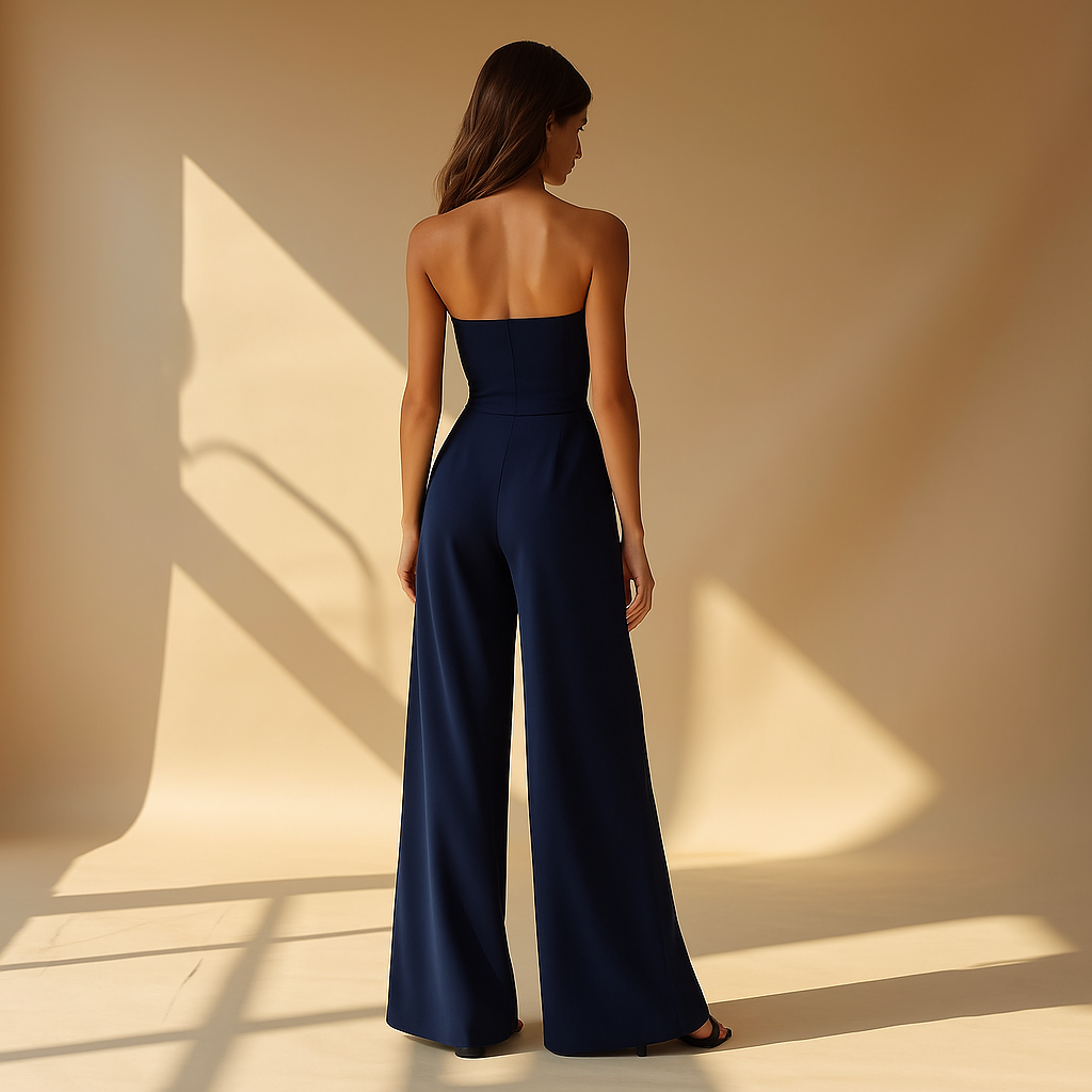 Aveline | Strapless Jumpsuit med Korset Silhuet og Brede Ben