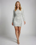 Celeste | Mini-robe à paillettes avec manches longues et silhouette ajustée