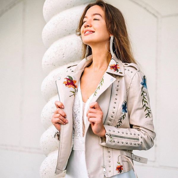 Aveline | Læderblomsterjakke