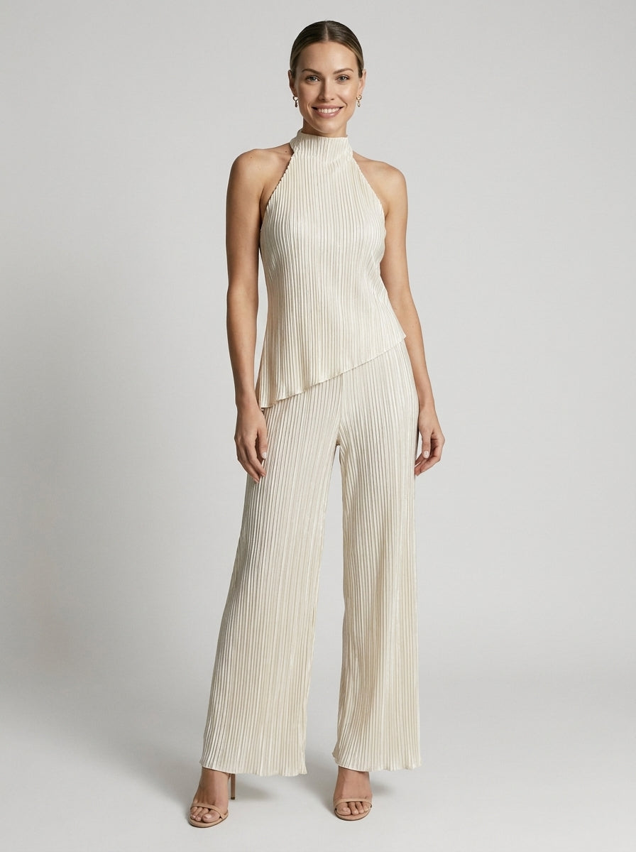 Celeste | Plisseret Halterneck Jumpsuit Til Dame
