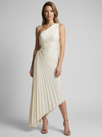 Delfina | Robe maxi plissée une épaule