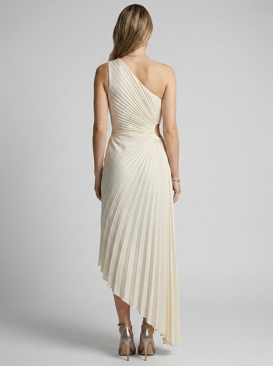 Delfina | Robe maxi plissée une épaule