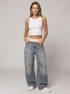 Seyra | Women's Baggy Jeans with Ribbed Waistband