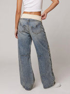 Seyra | Women's Baggy Jeans with Ribbed Waistband