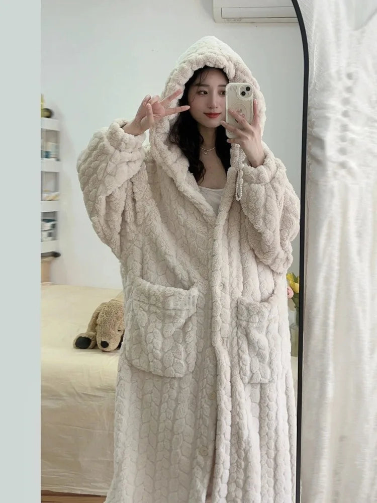 Selma | Dame Lang Fleece Morgenkåbe