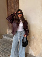 Elvina | Dame Oversized Læderjakke