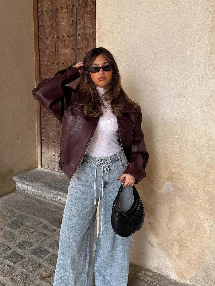 Elvina | Dame Oversized Læderjakke