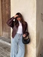 Elvina | Dame Oversized Læderjakke