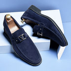 Antonio | Mocasines Hechos a Mano en Ante para Hombre con Hebillas de Metal Gunmetal