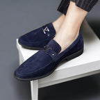 Antonio | Mocasines Hechos a Mano en Ante para Hombre con Hebillas de Metal Gunmetal