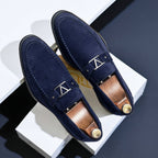 Antonio | Mocasines Hechos a Mano en Ante para Hombre con Hebillas de Metal Gunmetal