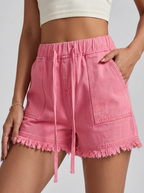 Elowen | Short En Jean Taille Haute Avec Franges