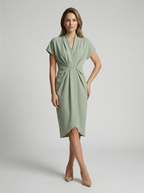 Anoukka | Elegant Draperet Midi Kjole til Dame