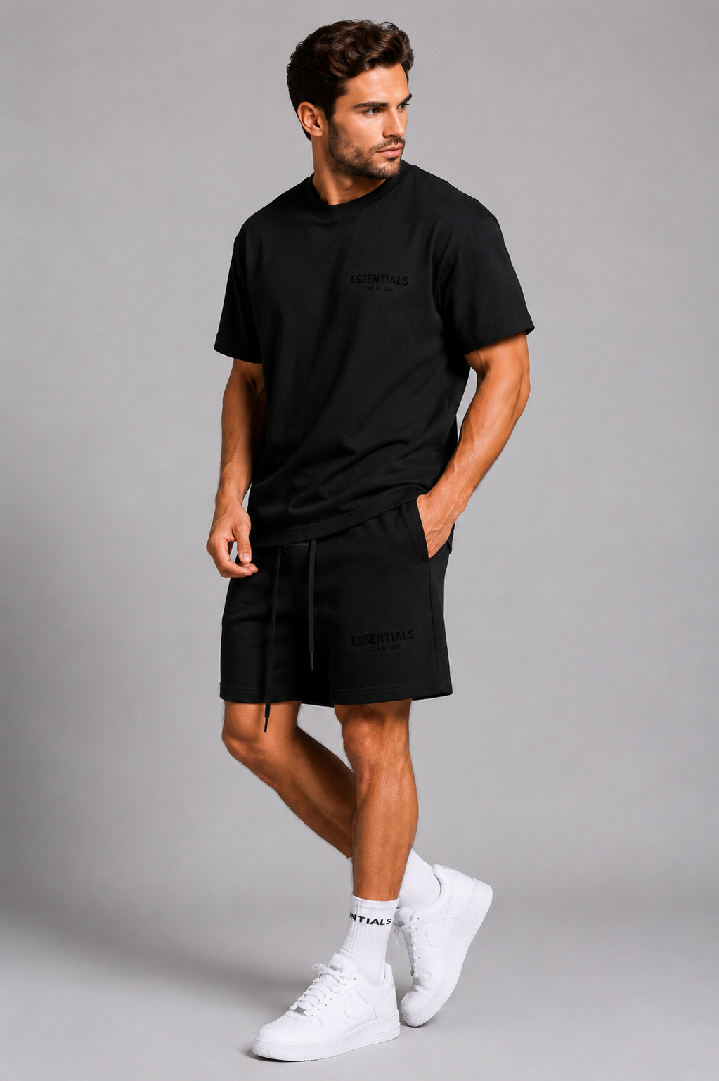 Aiden | ESSENTIALS Fear Of God T-Shirt og Shorts Sæt til Herre