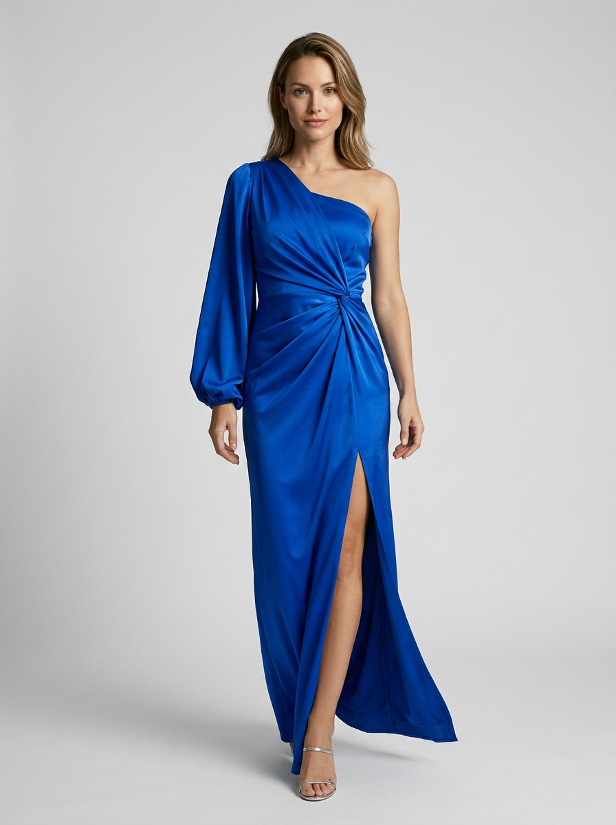 Serafina | Elegant One-Shoulder Maxikjole med Slids