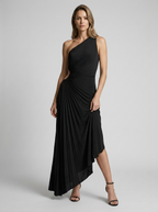 Delfina | Robe maxi plissée une épaule