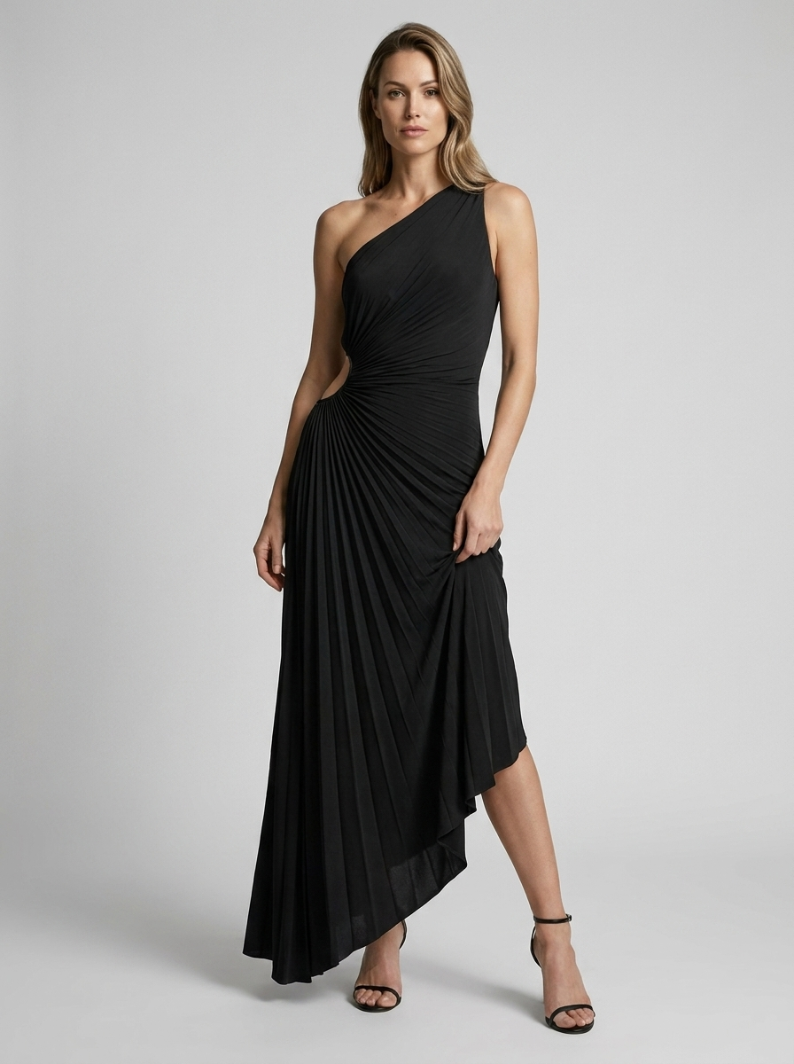 Delfina | Robe maxi plissée une épaule