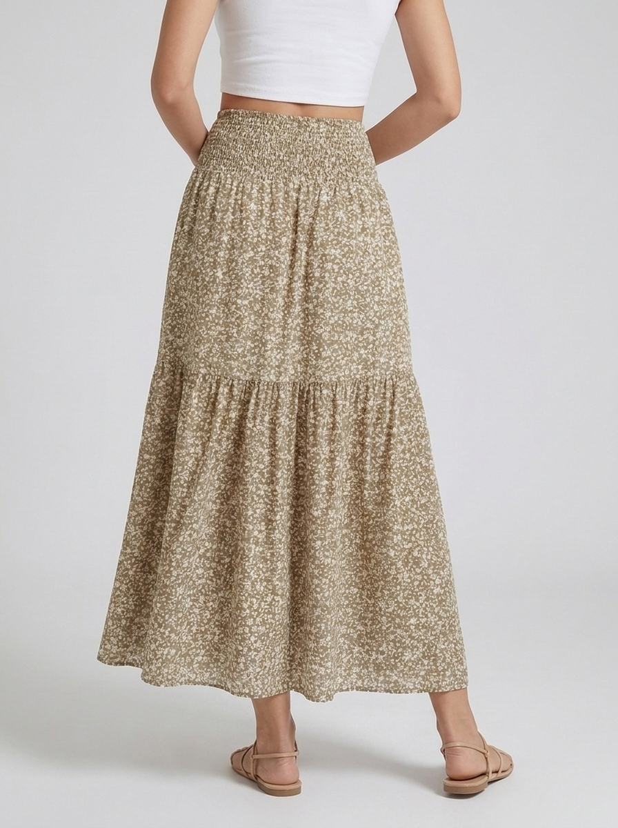Monta | Blomstret Midi Nederdel Til Dame