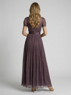 Arabella | Elegant Chiffon Maxikjole Med Blonder Og Drapering