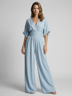 Helena | Elegant Jumpsuit Med V-Udskæring Og Vide Ben