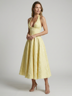 Brooklyn | Elegant Jacquard Midikjole Med Halterneck