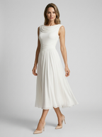 Aurélie | Elegant Midi Kjole Med Draperet Halsudskæring