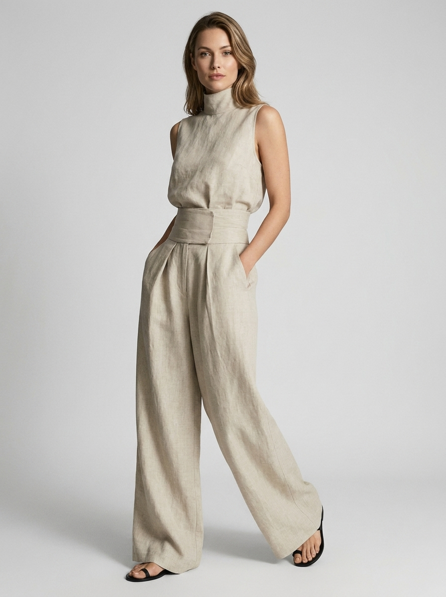 Keltie | Elegant Højtaljet Jumpsuit Med Vide Ben