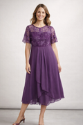 Seraphina | Midi Dress with Lace Top and Chiffon Skirt
