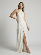 Asterin | Halterneck Maxi Kjole Med Elegant Slids